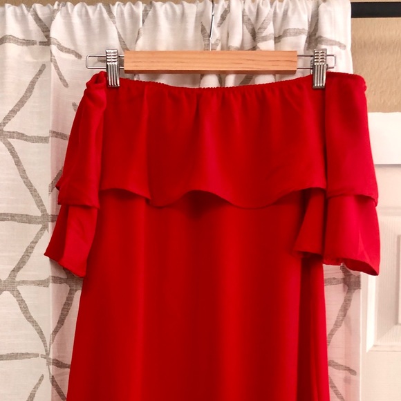 TOBI “Show Red Off Shoulder Dress” - Picture 8 of 8